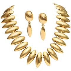 Sculptural Gold Plated Necklace & Earrings 6