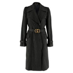 Gucci Grey Wool Trench Coat SIZE 42