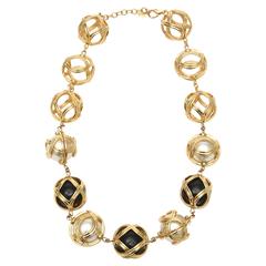 Christian Dior Runway Resin/ Faux Pearl / Gold Plated Ball Necklace 1