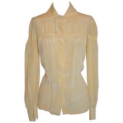 Ted Lapidus Beige Two-Tier Silk Button Blouse