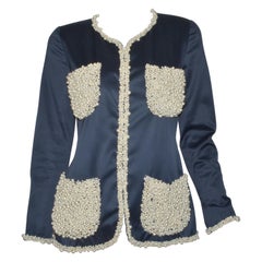 Vintage Chanel Silk Jacket with Pearls