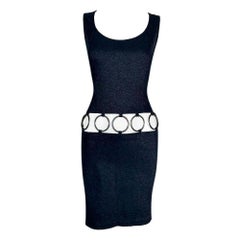 Vintage NWT 1990's Yves Saint Laurent MOD 60's Style Cut-Out Metal Rings Mini Dress