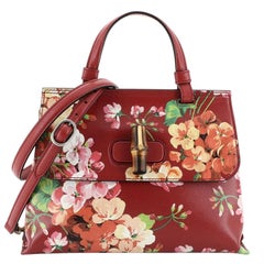 Gucci Bamboo Daily Top Handle Bag Blooms Print Leather Small