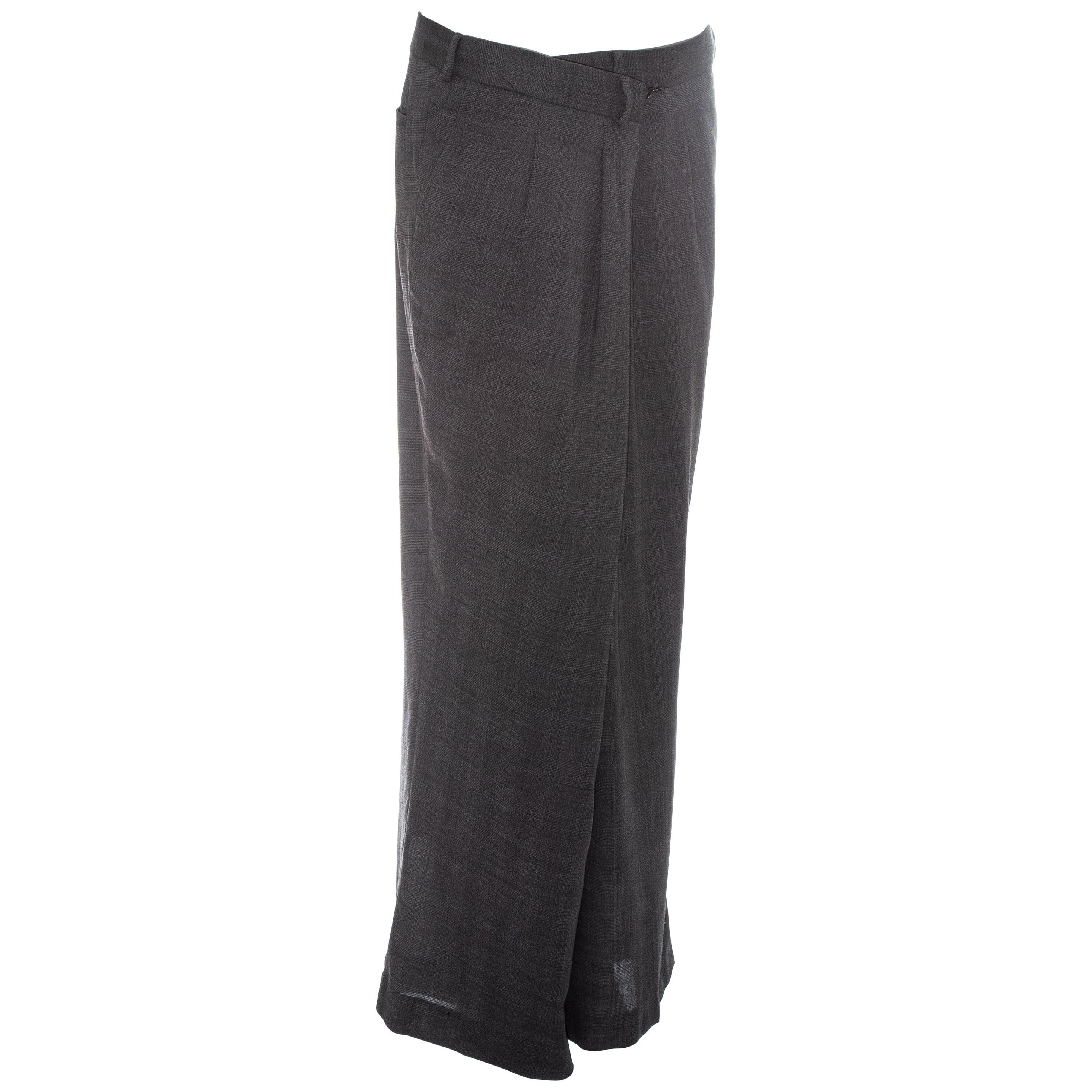 Margiela grey wool oversized size 78 folded pants, fw 2000 For Sale