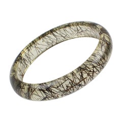 Pulsera brazalete Lucite Inclusiones de hilo metálico cobre y negro