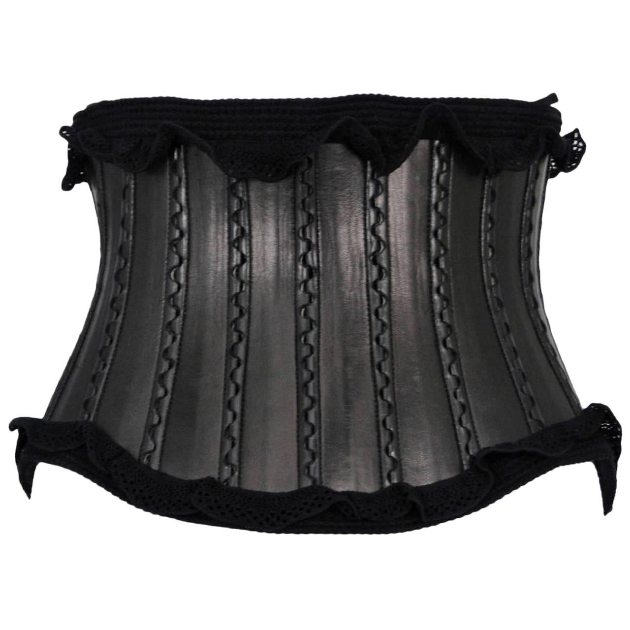Alaia Black Leather Corset Belt