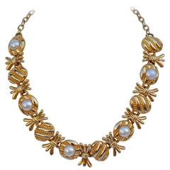 Thick Vermeil Gold Hardware with Pearl Necklace