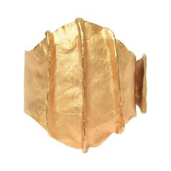 French Signed Gold Plated Modernist Cuff Bracelet/ SUMMER SALE 4