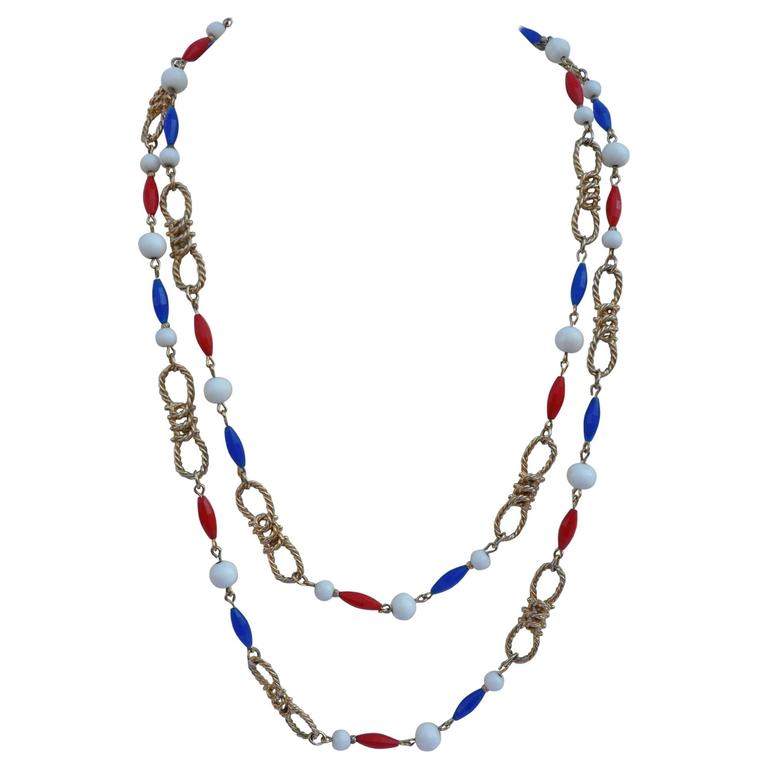 Trifari Gold Tone with Multi Color Necklace