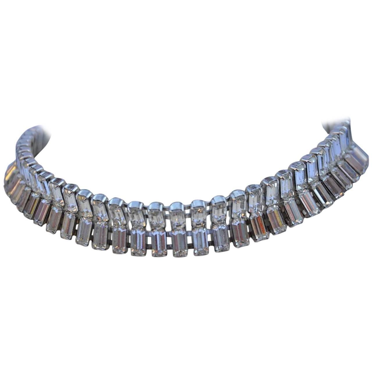 Collana Bellini in argento dorato e strass in vendita