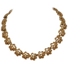 Trifari Bold Gilded Gold Floral Style Necklace