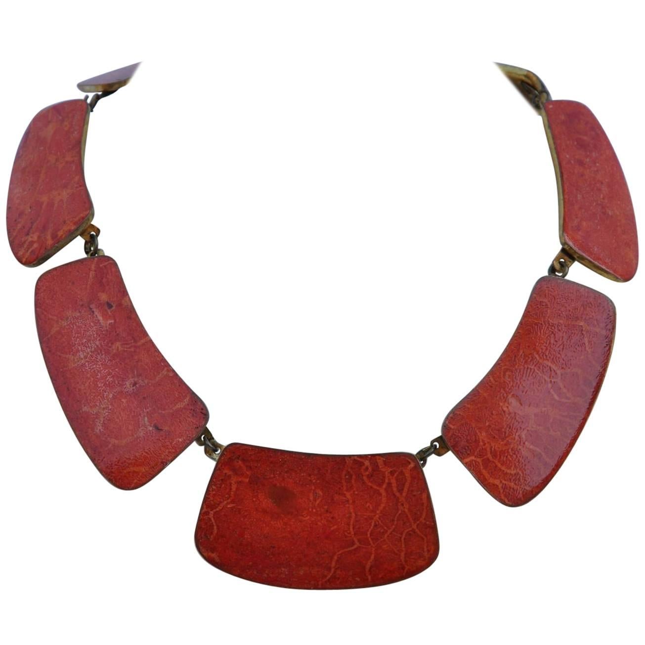 Chunky Brass with Resin Accent Choker For Sale