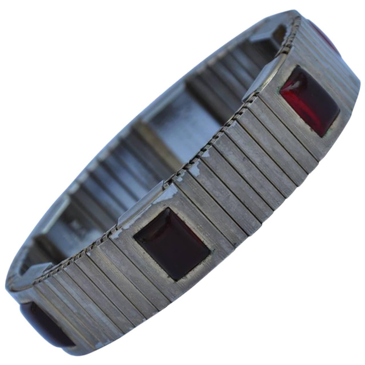 Magor Stainless with Multi Ruby Resin Magnetic Bracelet For Sale