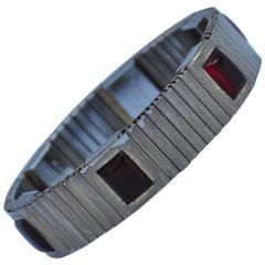 Magnetisches Armband aus Edelstahl mit Multi-Rubin-Harz von Magor