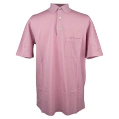 Hermes Hommes Polo brodé H Rose Clair Coton Manches courtes L