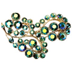 Aurora Borealis Iridescent Blues, Greens Retro Crystal Pin Brooch