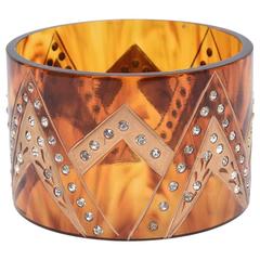 French Tortoise Resin and Rhinestone Cuff 11
