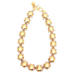 Anne Klein Gold Ball Silver Loop Necklace Vintage