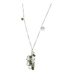 Signed Jade & Sterling Silver Dangle Necklace 5