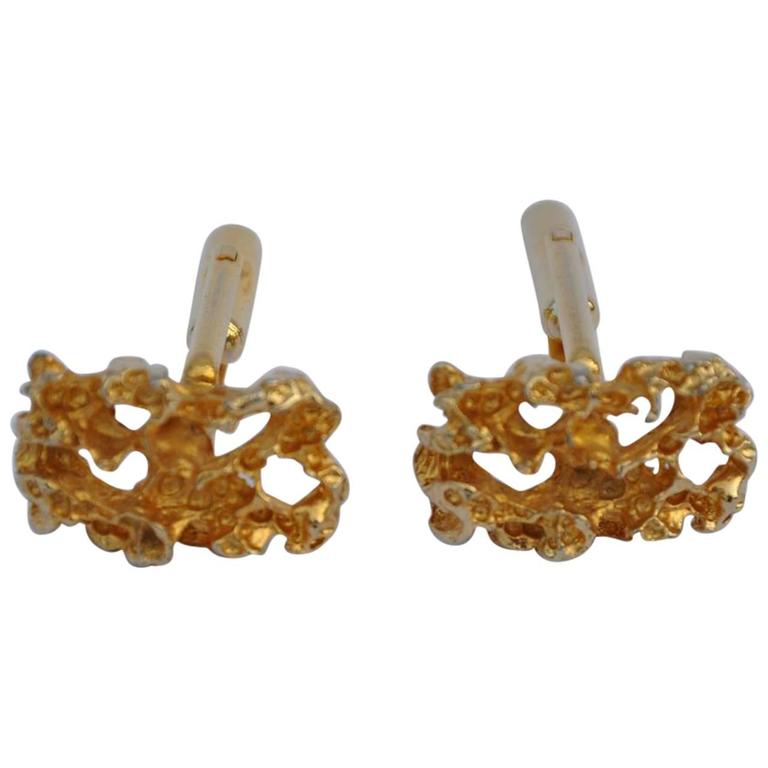 Gilded Gold Tone "Gold Nugget" Cufflinks