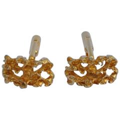 Vintage Gilded Gold Tone "Gold Nugget" Cufflinks