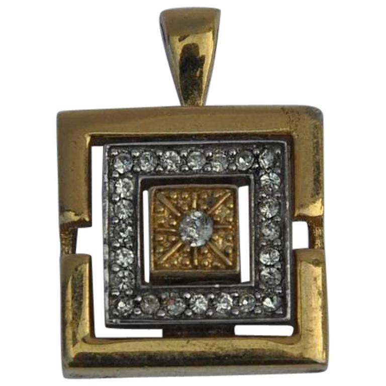 Givenchy Gold & Silver Tone Accented with Rhinestone Pendant