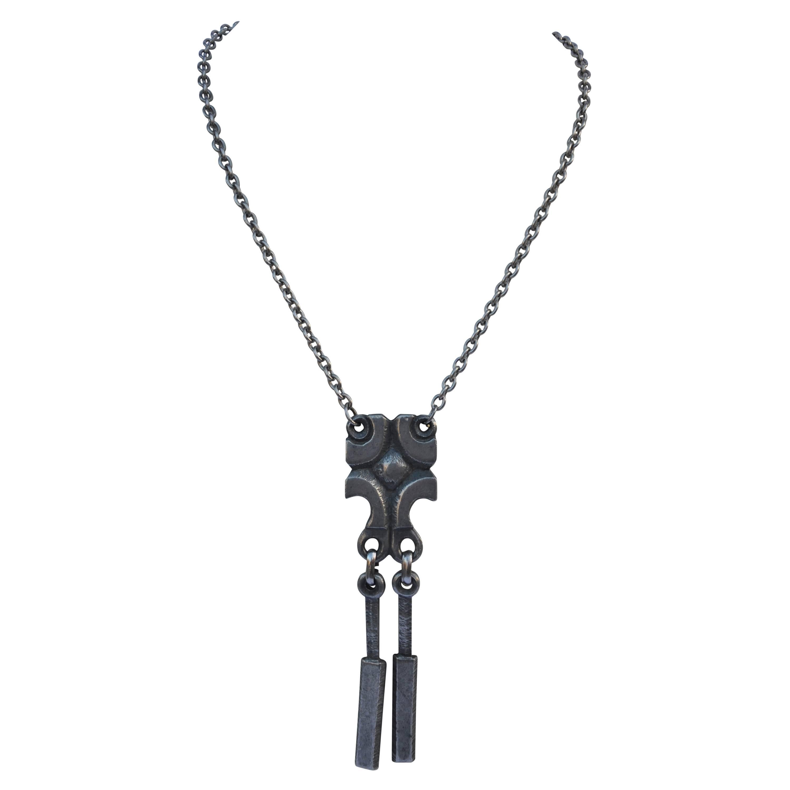 EH 47 Pewter Necklace with Pendant For Sale