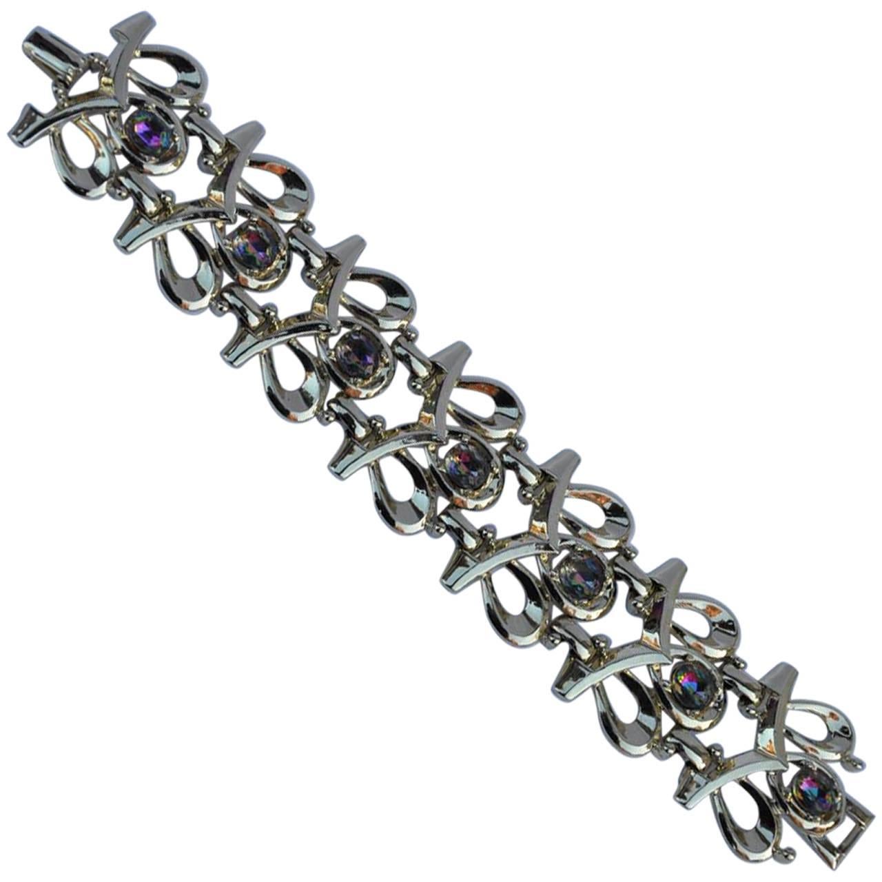 Bracciale in oro dorato con cristalli iridescenti in vendita