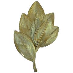 Large Gilded Filigree Movable "Leaves" Brooch