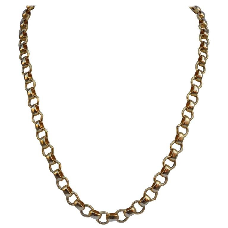 Collar de eslabones de cadena estilo europeo de oro dorado vermeil
