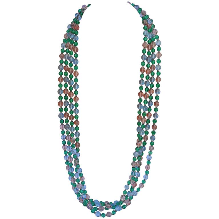Collana con perle di vetro multicolore della Germania Ovest