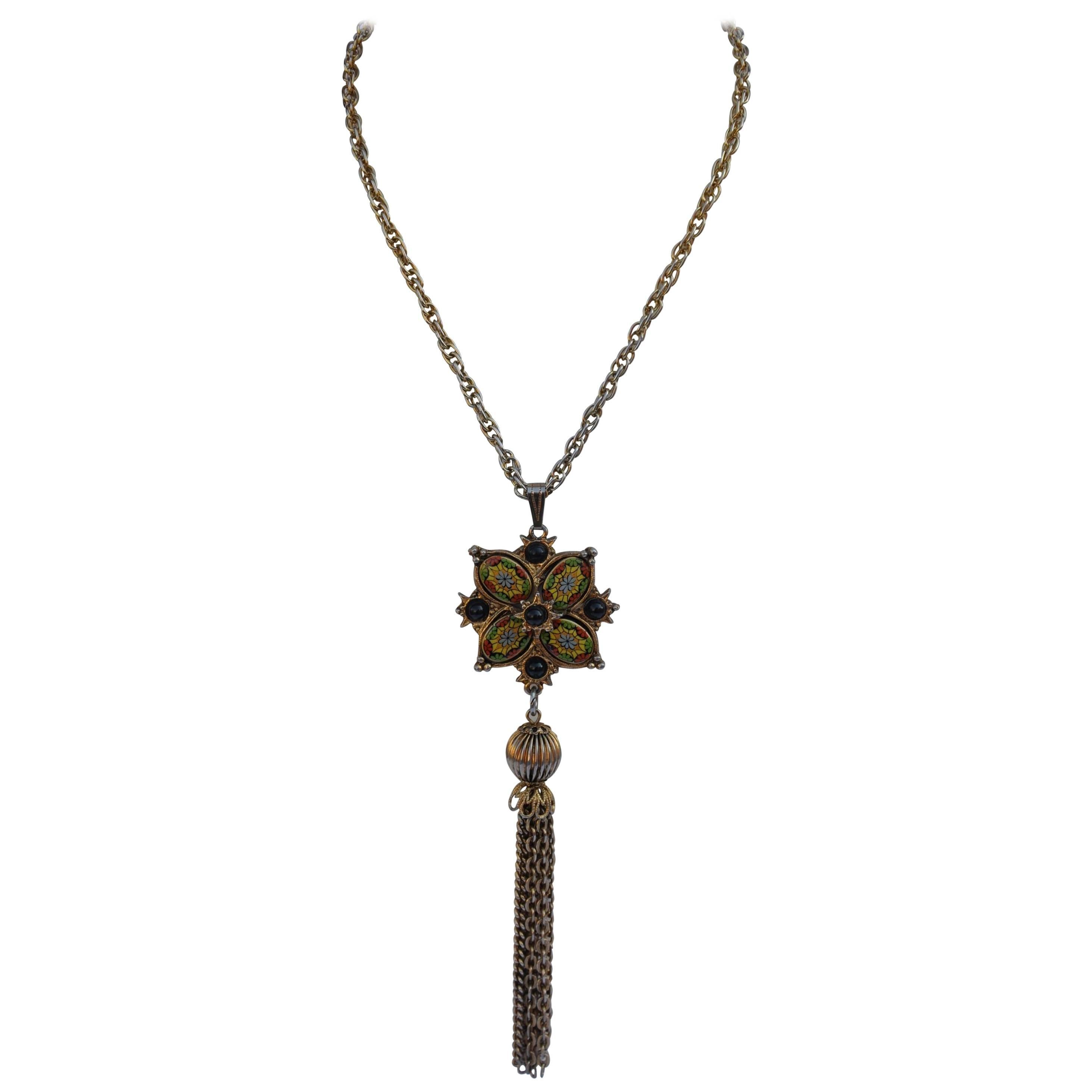 Enise Gold Link Chain & Multi-Color Pendant