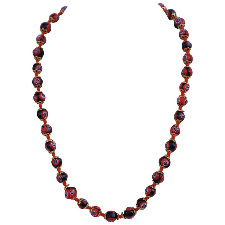 Collier de perles en verre mélangé multicolore