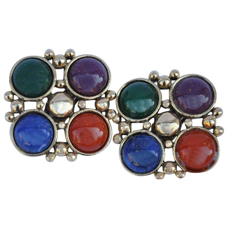 DauPlaise Multi-Color with Gold Ear Clips For Sale at 1stDibs | jean-marie  dauplaise, dauplaise clip earrings