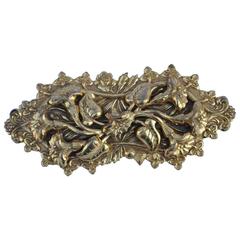 Detaillierte florale Brosche aus vergoldetem Gold mit Vermeil