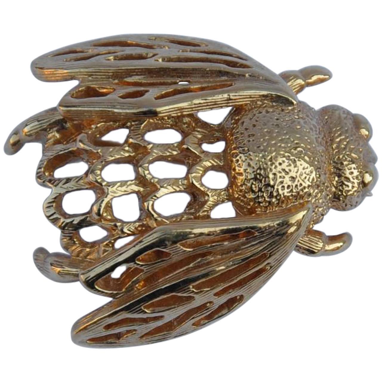 Napier Gold Tone Bumble Bee Brooch For Sale
