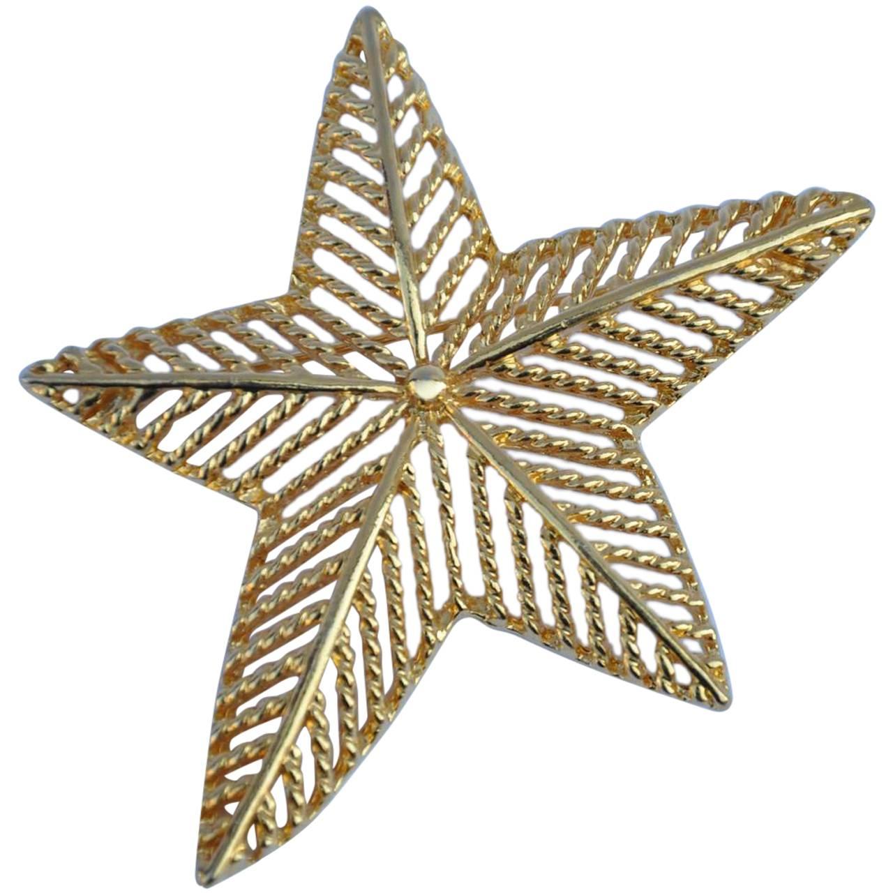 Large Gilded Gold Vermeil "Shining Star" Brooch