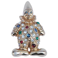 Gold "Clown" with Multi-Colored Stones Brooch