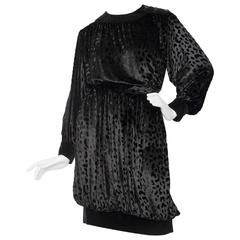 80s Yves Saint Laurent Rive gauche Black Silk Velvet Ensemble