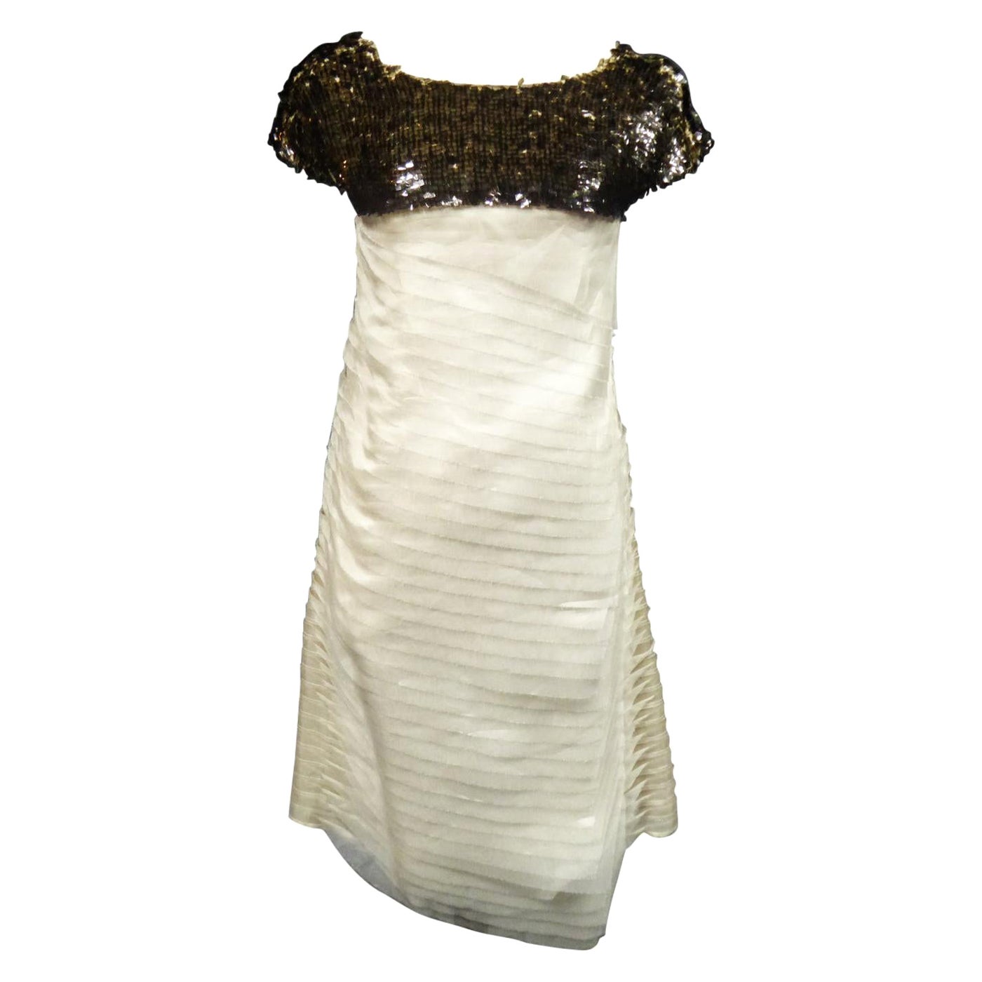 A Chanel / Karl Lagerfeld Sequins & Silk Gauze Cocktail Dress Circa 2010  For Sale