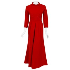 Vintage 1967 Nina Ricci Haute Couture Documented Ruby Red Wool Mod Jumpsuit