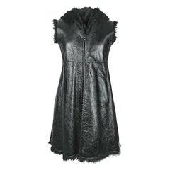 Prada Gilet in pelle verniciata Shearling Lunghezza al ginocchio 42 / 8