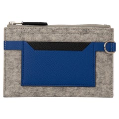 Hermes Toodoo Mini Colorblock Change Purse Grau Filz / Electric Blue / Schwarz