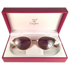 Lunettes de soleil neuves Cartier Rivoli Vendome 52 mm œil de chat 18 carats, France, plaquées épaisse