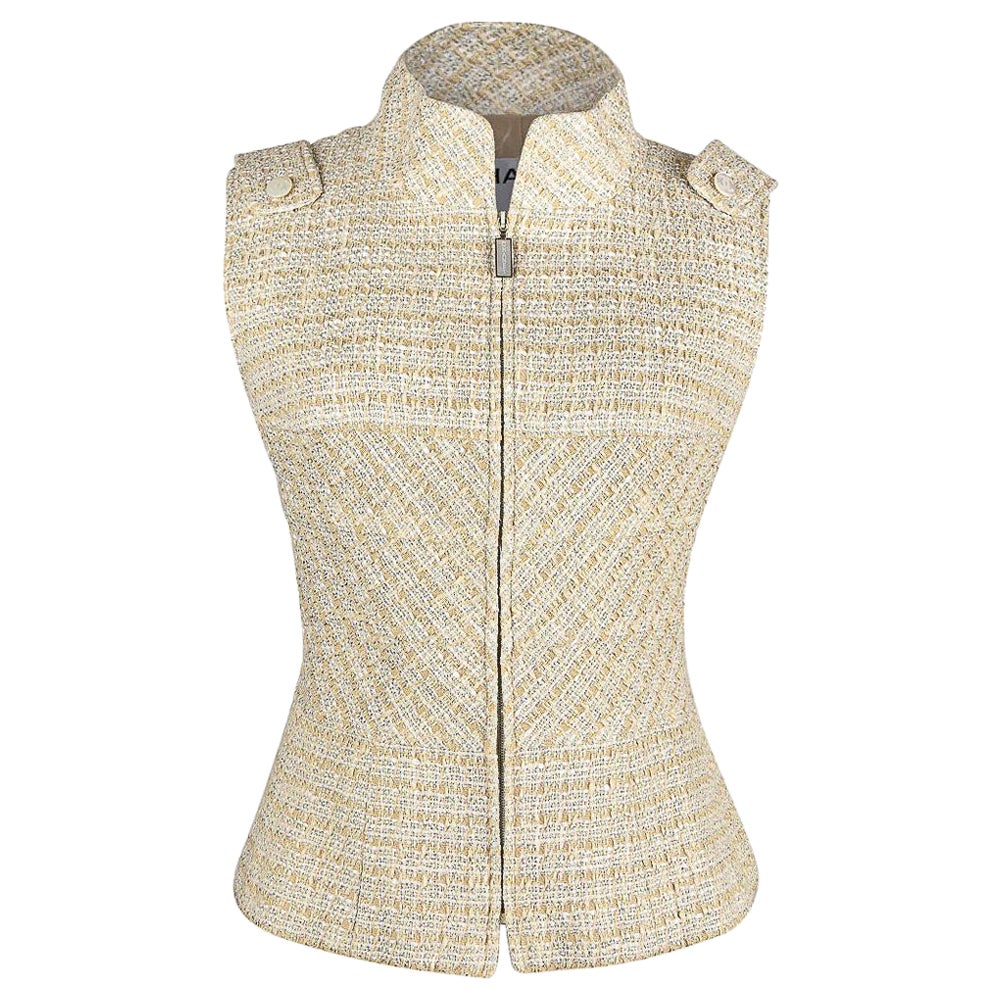 Chanel 01P  Vest / Top Nude Fantasy Tweed Silver Metallic Accent 42