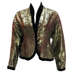 Lanvin Vintage Gold Lame and Black Velvet Jacket 