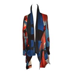 Issey Miyake's Heart Haat Bold Multi-Color Abstract Print Open Jacket