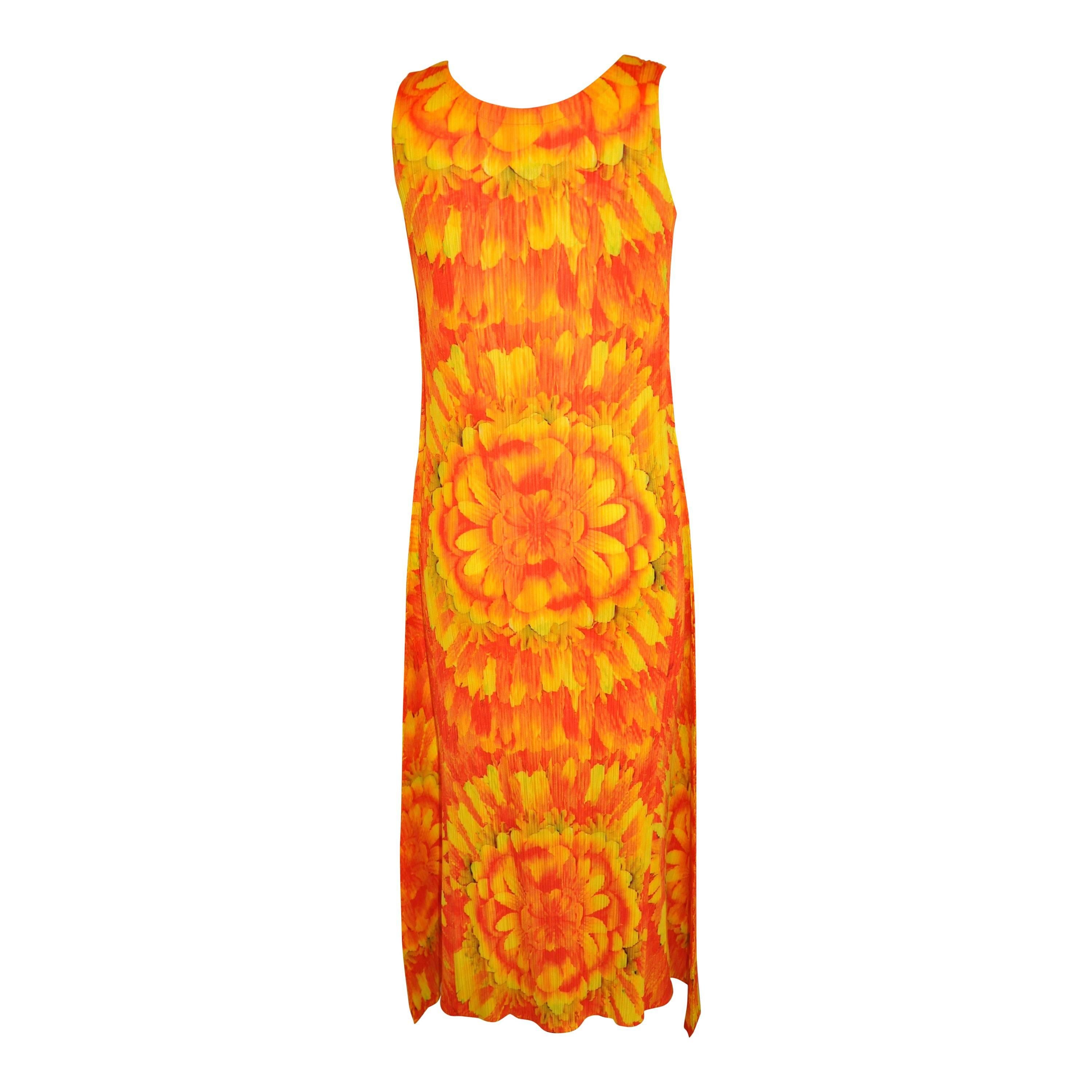 Issey Miyake Signature Floral Sleeveless Maxi Dress For Sale