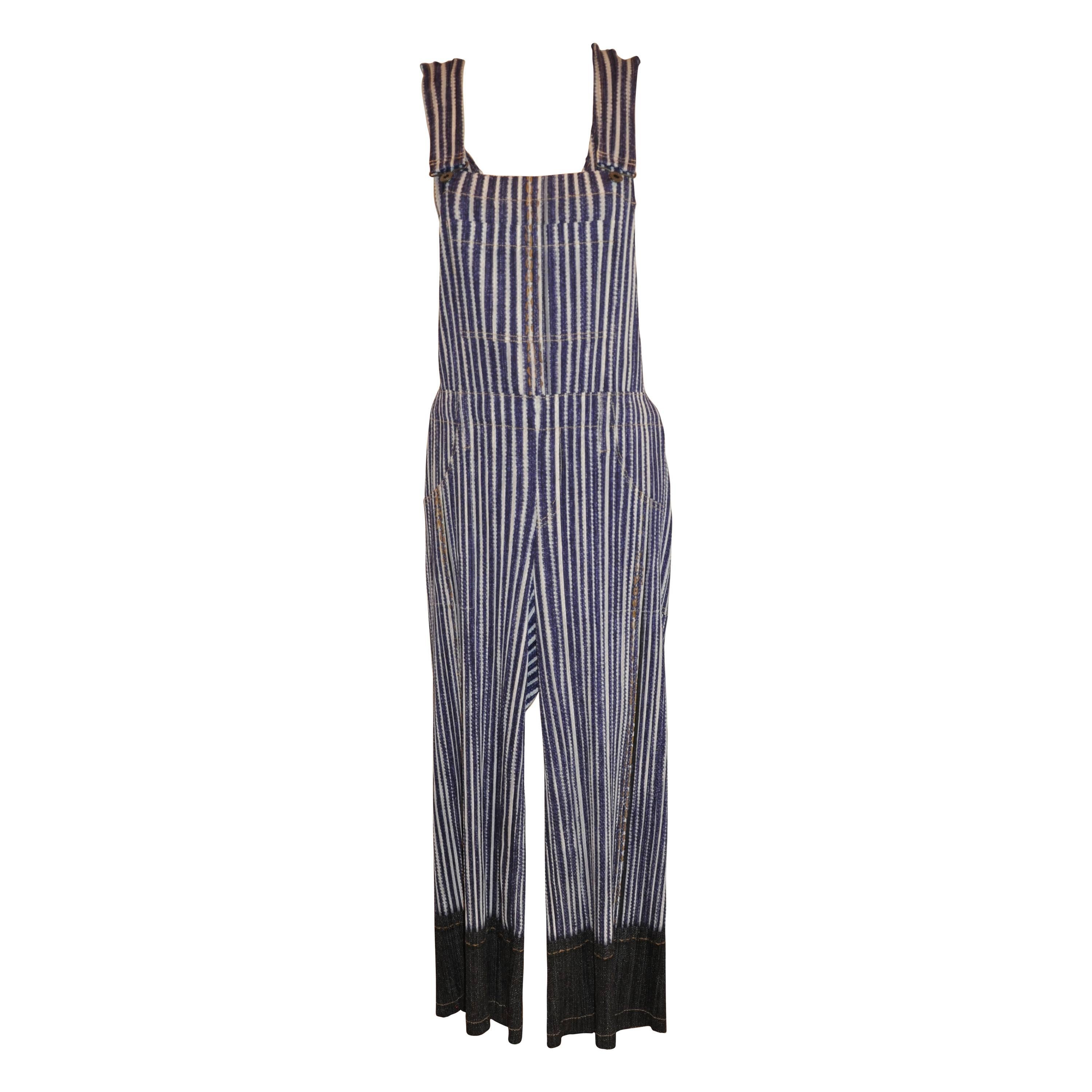 Issey Miyake Navy & White Overalls For Sale