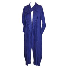 Issey Miyake Signature Pleated Blue Lapis Open Coat 8